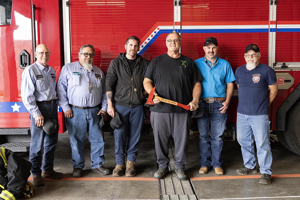 Congratulations to Phil Davis (holding the axe trophy) on being named the Emergency Vehicle Technician of the Year. He, along with his five peers, were recently recognized for their efforts. Congratulations to Phil Davis (holding the axe trophy) on being named the Emergency Vehicle Technician of the Year. He, along with his five peers, were recently recognized for their efforts.