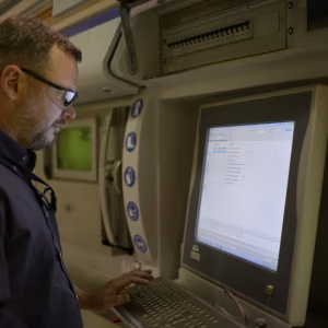 Pantex’s Tek F. is seen working on the SLM 280 Metal 3D printer