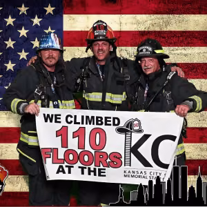 Firefighters Jacob Frame, Joshua Brown, and Mike Kendrick climbed 110 stories to honor the 343 firefighters killed in the line of duty on September 11.