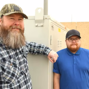 Facility Engineer Brandon Black, left, and Reliability Engineering Manager Nick Stephens