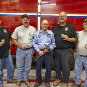 Raymond Nobile (center) received the 2026 Roy Linton Emergency Vehicle Technician of the Year award