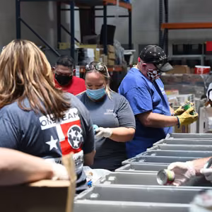 Pantexans helped sort and pack at the HPFB warehouse