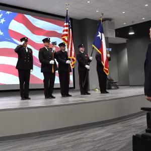 The Honor Guard performs at the B61 Last Production Unit Ceremony