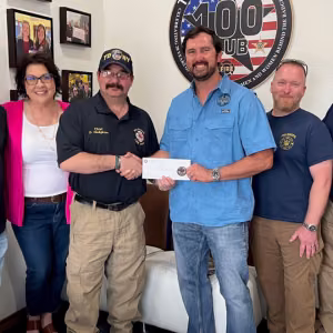 The 100 Club of the Texas Panhandle presents a check to the Palisades Fire Department