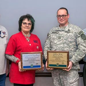 From left: Monte McAnear, Robin Harris, Anthony Ingersoll, and Corey Strickland showcase Pantex’s two recent safety recognitions.